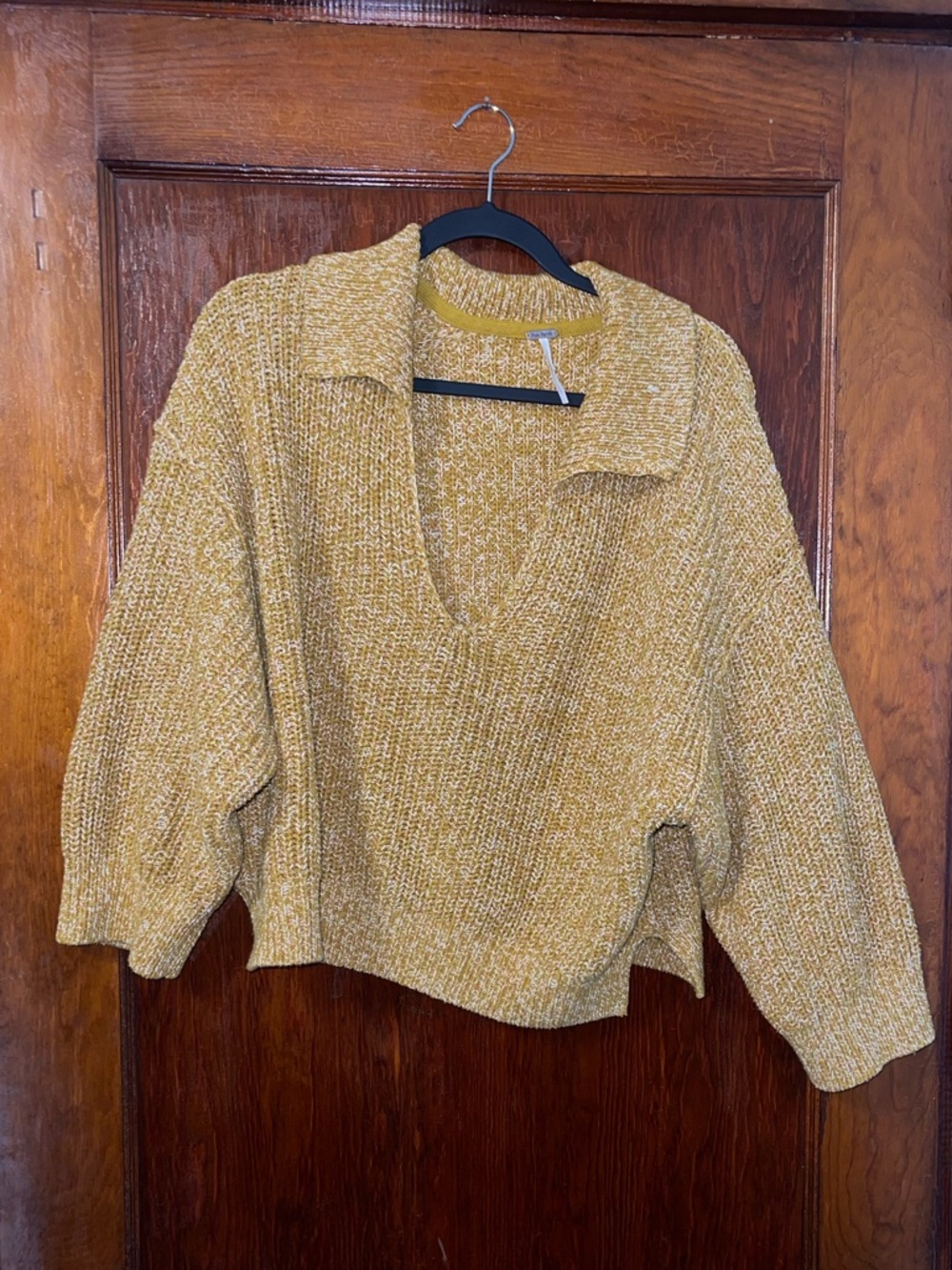 Free People Chunky Knit Collared Pullover Sweater